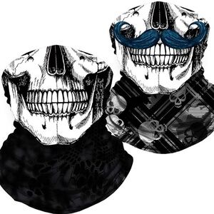 Doerix Skeleton Multi functional Headwear Neck Gaitor 2 Pack New